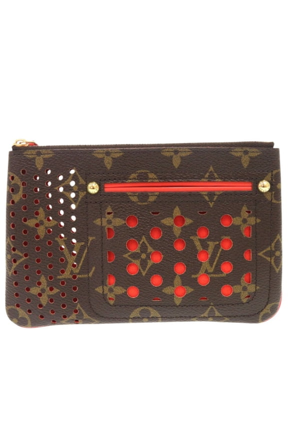 Pre-Owned Louis Vuitton Pochette Plat Monogram Perforated M95187 Orange Pouch LV... (Good)