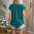 thumbnail image 7 of Women V Neck Pocket Short Sleeve Loose Fit Breathable Casual Tee Top M Size Green, 7 of 7