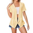 thumbnail image 2 of Aligament Womens Lightweight Cardigan 2024 Summer Short Sleeve Cardigans Open Front Beach Coverup Kimono Cardigan Yellow XXL, 2 of 7