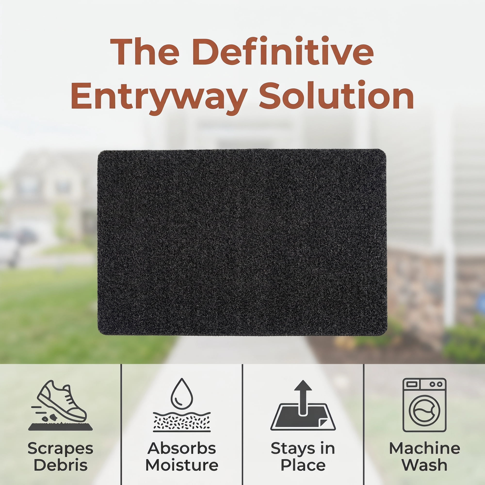 Unique Bargains Waterproof Polypropylene Non Slip Scraper Welcome Mat Grey 34" x 22"