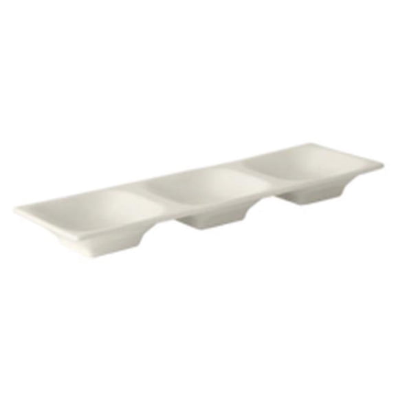 Tuxton AMU-555 Vitrified China 3 Compartment Plate Pearl White - 13 x 4.25 x 1.25 in. - 1 Dozen