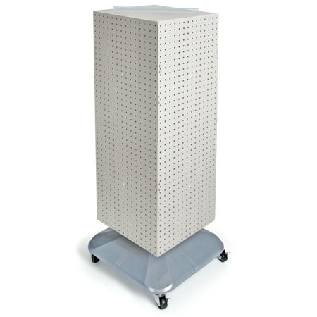 

Azar Displays 701436-WHT White Four-Sided Pegboard Tower Floor Display on Revolving Wheeled Base. Spinner Rack Stand. Panel Size: 14 W x 40 H