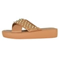thumbnail image 2 of Forever Shoes Women Sandals Crisscross Studded Strap Spikes Band Flatform Platform SURE-75 Light Brown Tan 5, 2 of 3