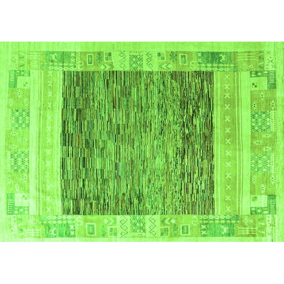 Ahgly Company Indoor Rectangle Abstract Green Modern Area Rugs, 5' x 7'