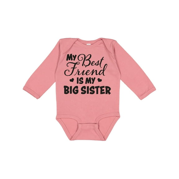 Inktastic My Best Friend is My Big Sister with Hearts Boys or Girls Long Sleeve Baby Bodysuit