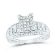 thumbnail image 4 of Sterling Silver Womens Round Diamond Rectangle Cluster Bridal Wedding Engagement Ring 1/2 Cttw, 4 of 4