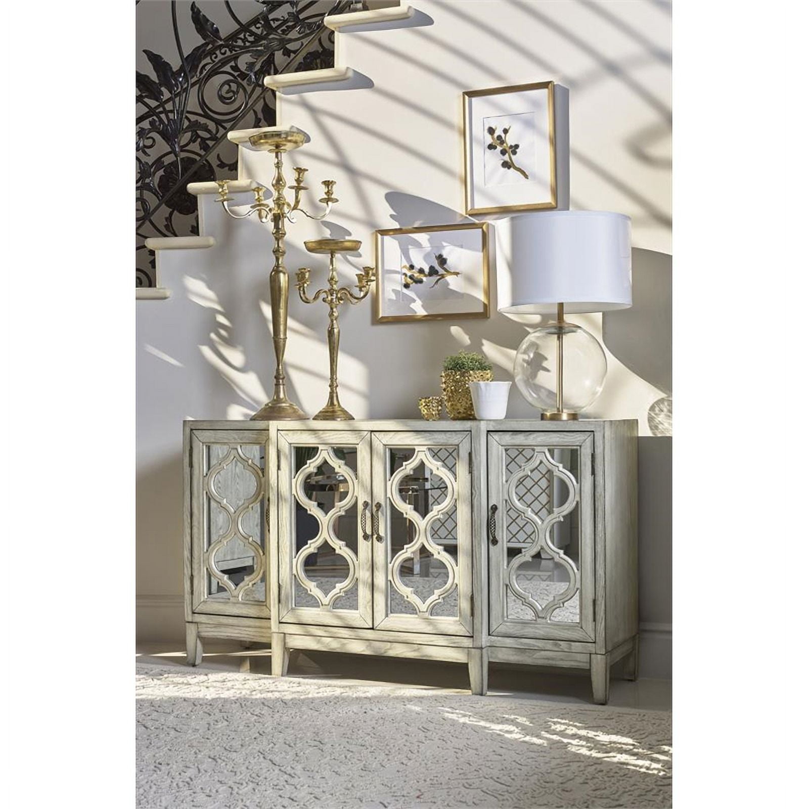 Deanford antique 2024 white accent cabinet