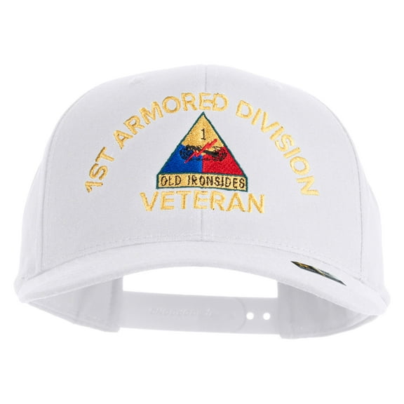 U.S. Army 1st Armored Division Embroidered Retro Cotton Blend Snapback Cap - White OSFM