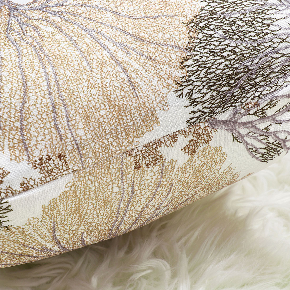 Unique Bargains Soft Polyester Coral Printed Throw Pillowcase Set of 1 Khaki 18"x18"
