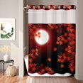thumbnail image 2 of No Hook Shower Curtain, Fall Red Maple Lveas Shower Curtains for Bathroom with See Through Top Window, Rustic Autumn Moonlight Botanical Waterproof & Washable Bath Curtain Stall 48"x72", 2 of 9