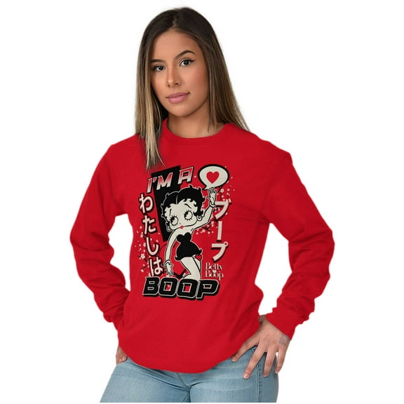 Kanji Style Retro Cartoon I'm a Boop Women's Long Sleeve T Shirt Brisco Brands S