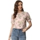 thumbnail image 1 of Blusa floral Allegra K con ribete de volantes y manga corta Rosa Gris XS, 1 of 4