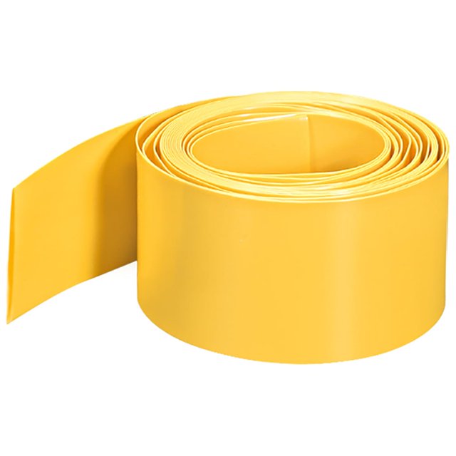 Tubo retráctil de calor de 29.5mm de ancho plano, tubo de envoltura de calor precortado para 18650, 10m de largo, amarillo