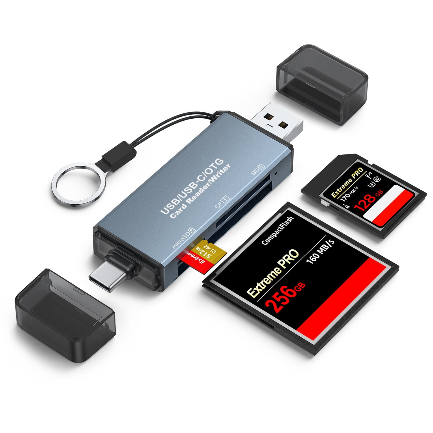 SD Card Reader, Type C High Speed to SD/TF Card Adapter for iPhone 17/16/15 Pro Max Memory Card Reader with SD MicroSD USB 3 Port for Mac/iPad/MacBook Pro/Air Android Phone Tablet(Black)