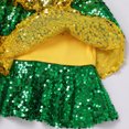 thumbnail image 4 of IBTOM CASTLE Girls Sequin Dance Outfit Sparkly Latin Hip Hop Jazz Dance Outfit Halter Mesh Ruffle Dress Top and Shorts Dancewear Yellow Green, 4 of 7