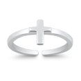 thumbnail image 2 of 7mm Cross Toe Band Ring 925 Sterling Silver Thin Adjustable Stylish Rings For Women, 2 of 5