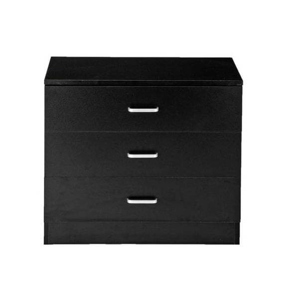 Wood 3-Drawer Dresser - Black Bedroom Storage - P2 MDF Chest of Drawers - Modern Home Furniture - Living Room Organization - Compact Design