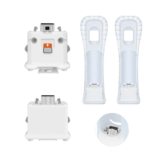2 Pack Motion Plus Adapter for Wii Remote Controller, External Motion Sensor Accelerator Attachment with Silicon Case for Wii Remote Controller