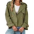 thumbnail image 2 of Long Sleeve Double Breasted Women Casual Trench Coat Crop Jacket, 2 of 6