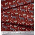 thumbnail image 3 of Soimoi Red Rayon Fabric Deer Animal Print Fabric by the Yard 56 Inch Wide, 3 of 3