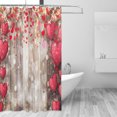 thumbnail image 3 of JOOCAR Happy Valentines Day Shower Curtain Red Falling Hearts Pattern Balloons Spots on Vintage Wood Backdrop Love Bathroom Sets with 12 Hooks,Polyester Fabric 72x72 Inch, 3 of 7