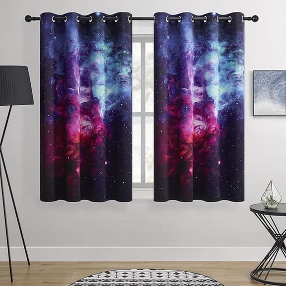 Blackout Curtains - Space Design, 100% Blackout, Thermal Insulated Curtains For Bedroom, Noise Reducing & Energy Efficient, Keeping Your Decor Looking Fresh And Vibrant 42"W x 84"L (Pack of 2)