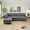 LGY-Left-Sofa without Ottoman, variant on MAYEERTY 96" L-Shaped Sectional Sofa, Breathable Sackcloth Modular Sofa for Small Apartment, Gray (Right)