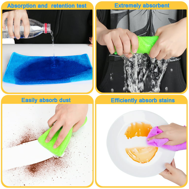 12Pcs Premium Microfiber Cleaning Cloth by ovwo - Highly Absorbent, Lint  Free, Scratch Free, Reusable Cleaning Supplies 