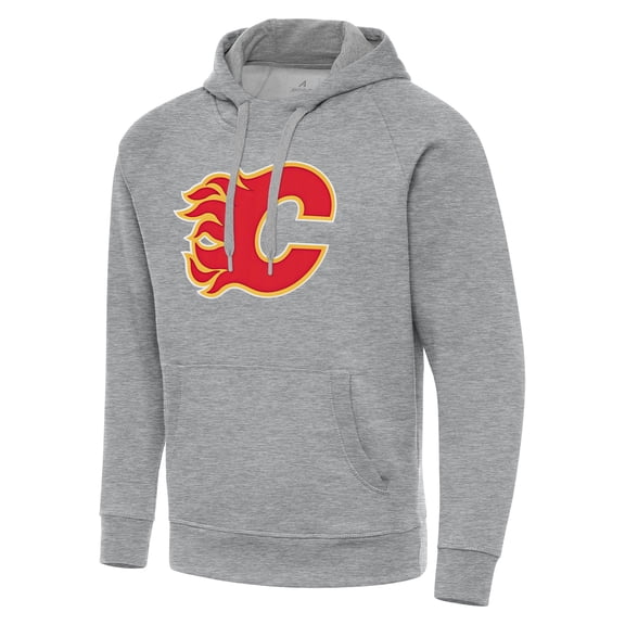 Men's Antigua Heather Gray Calgary Flames Big & Tall Victory Pullover Hoodie