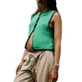 thumbnail image 3 of Womens Sweater Vest Sleeveless Button Down Tank Tops Spring Summer Cropped Cardigan 2025 Knit Top Green M, 3 of 8