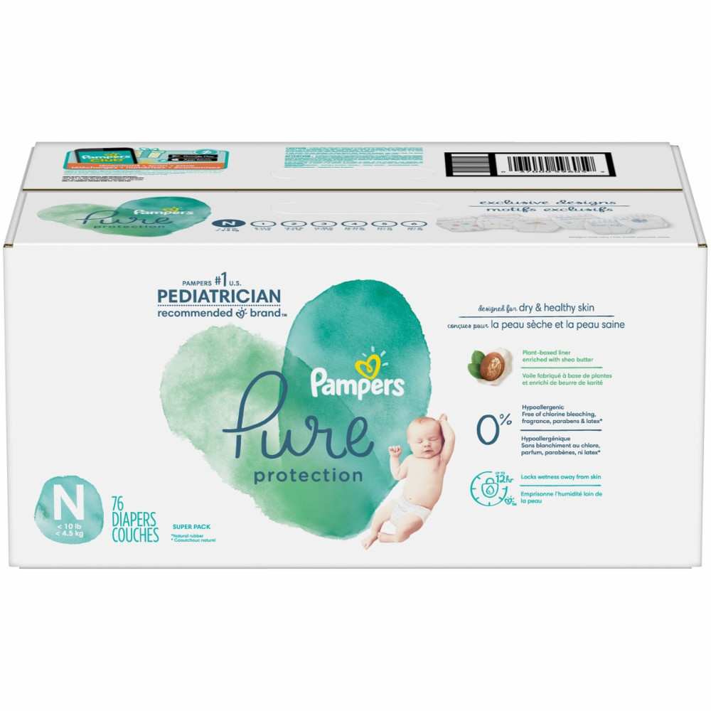 Pampers Pure Protection Diapers Super Pack Size Newborn 76 Diapers