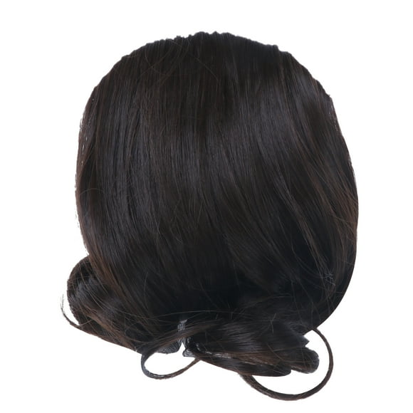 EeaseMX Peluca artificial de flequillo largo y rizado, fibra de alta temperatura, para mujer (marrón y negro)