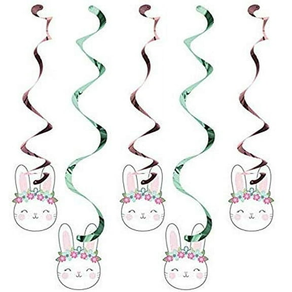 Creative Converting Party Supplies, Bunny Party Dizzy Danglers, Danglers, Multicolor, Multi Size, 5Ct
