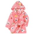 thumbnail image 2 of Huowey Kids Bathrobe Cartoon Dinosaur Hooded Fuzzy Soft Cozy Robe Jacket Long Sleeve Thickened Sleepwear For Toddler Winter Warm Comfy Pajamas,Watermelon Red,7-8 Years, 2 of 4