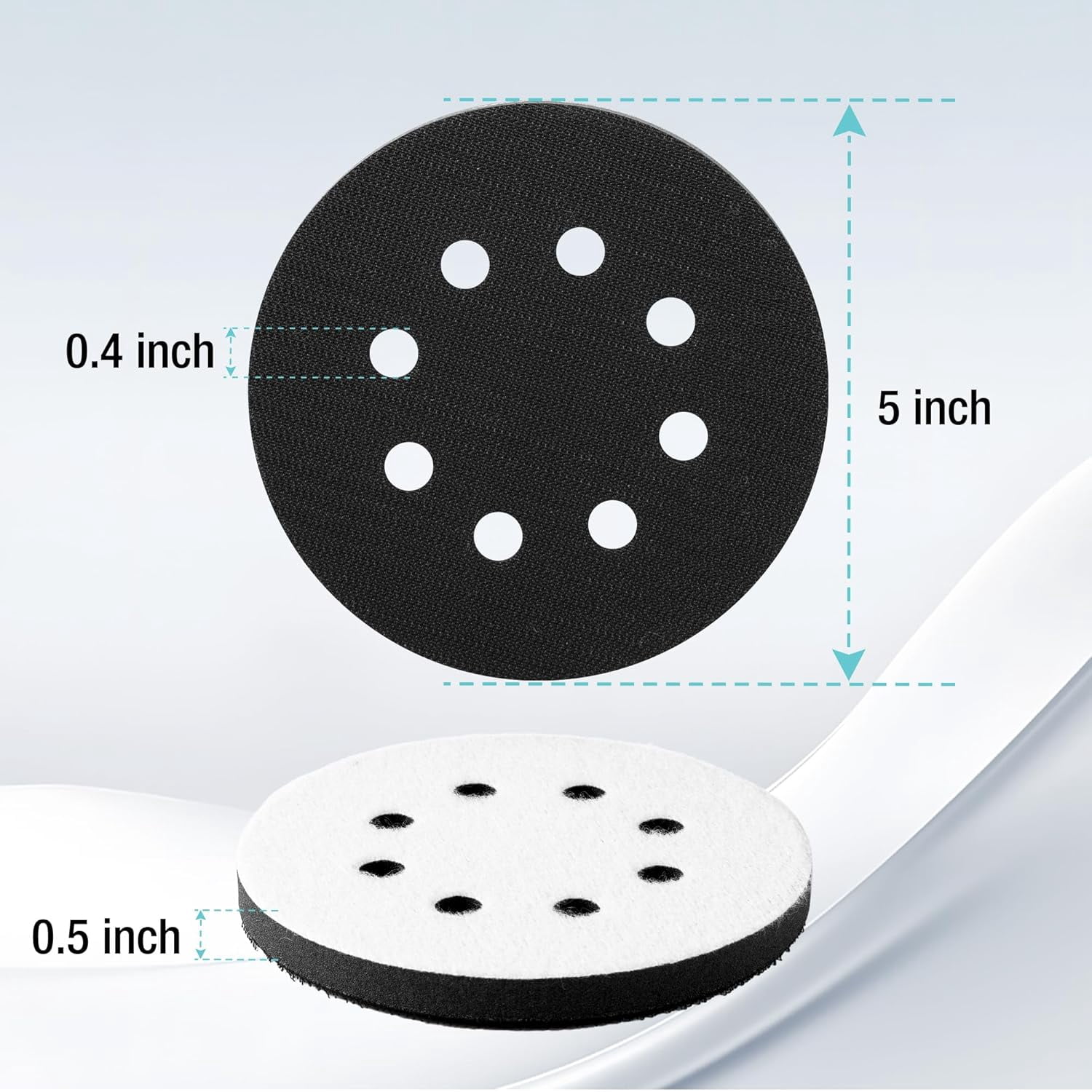 5 Inch Orbital Sander Interface Pads and Sanding Discs, 4 Foam Buffer Pads & 8 Grit (80/120/240/320), 8 Hole Hook and Loop Soft Cushion Sponge Backing for Sander