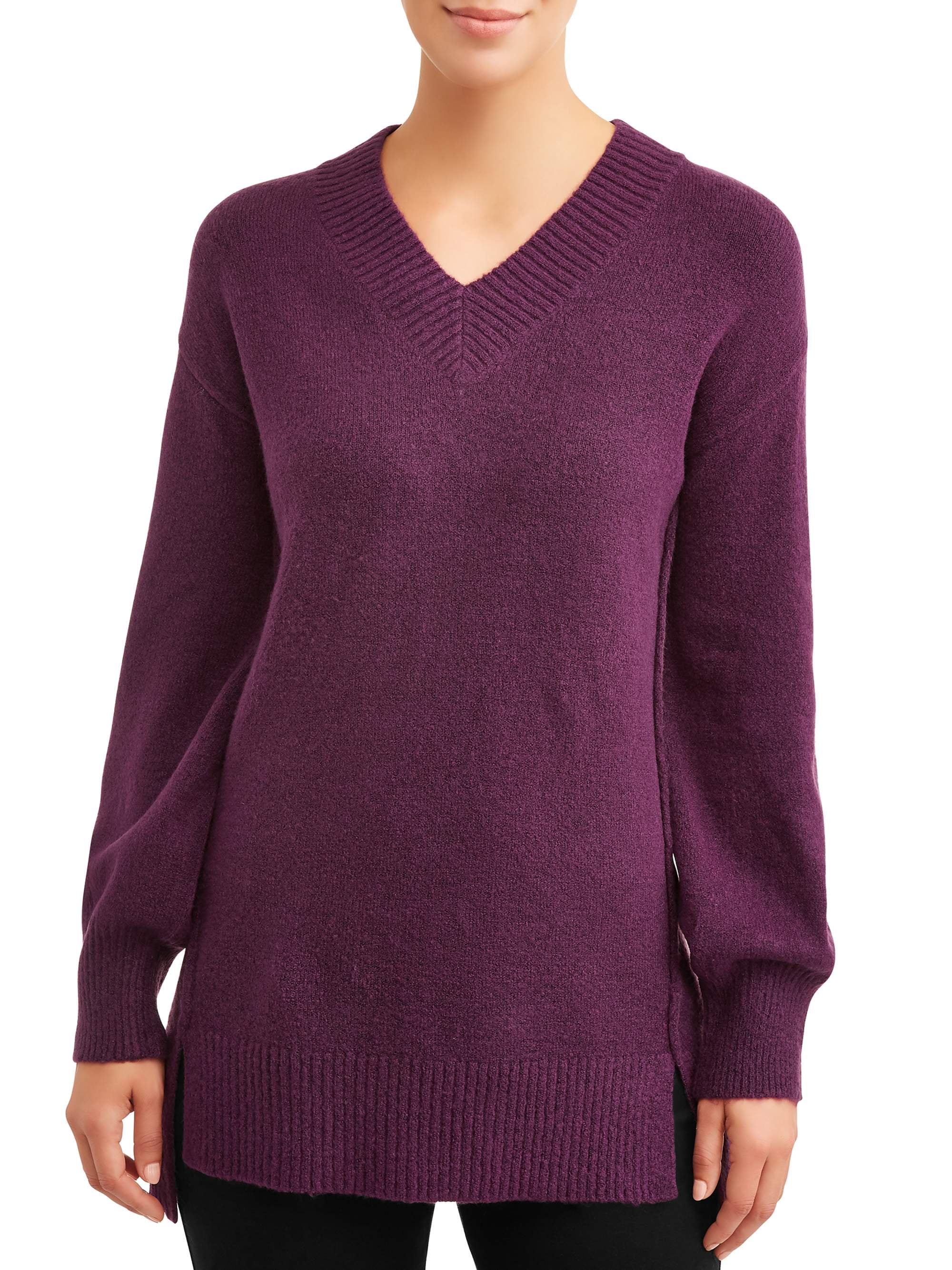 women's v neck tunic sweater