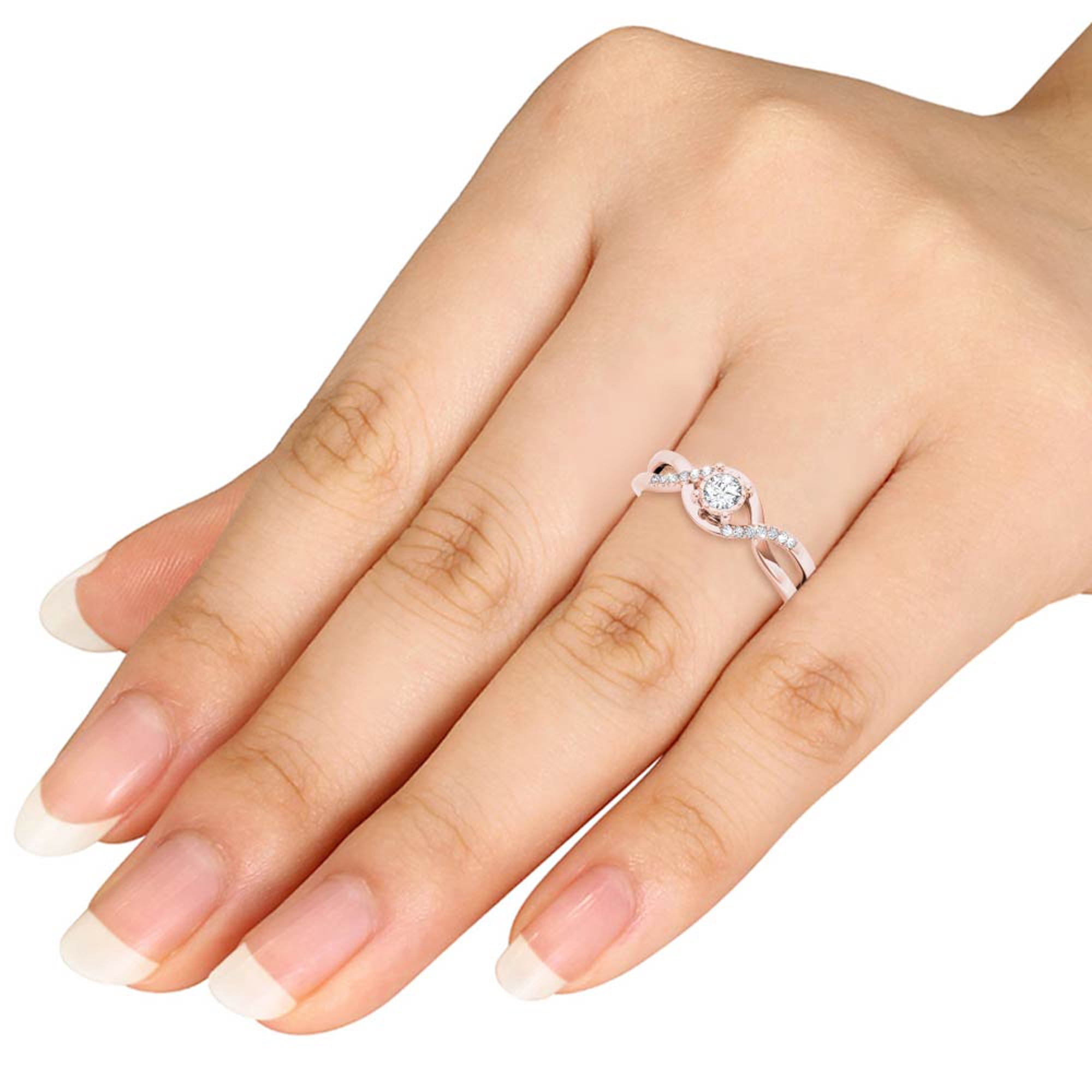 1/20Ct TDW Diamond 10K Rose Gold Criss-Cross Engagement Ring
