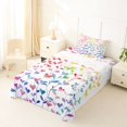 thumbnail image 3 of Manfei Cartoon Rainbow Twin Sheets, Ink Love Heart Leaf Bedding, Pastel Multicolor, 3pcs, 1 Flat Sheet, 1 Fitted Sheet and 1 Pillowcase, 3 of 6