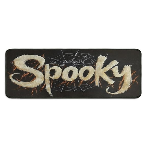 Halloween Kitchen Rug Set of 2 Non Slip Kitchen Mats for Floor,Happy Halloween Spooky Trick or Treat Rugs for Kitchen Floor for Bathroom,Room Outdoor (47x17 30x17 inches)