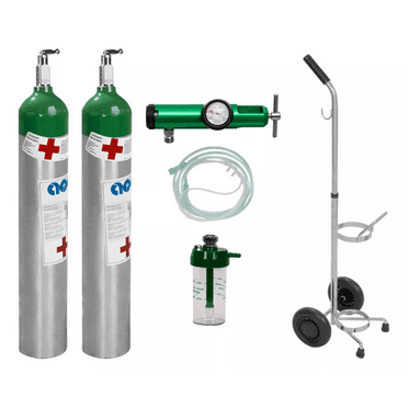 Kit Tanque De Oxígeno 682lts Vacío Portátil Carrito + Cilindro Extra Magnimed