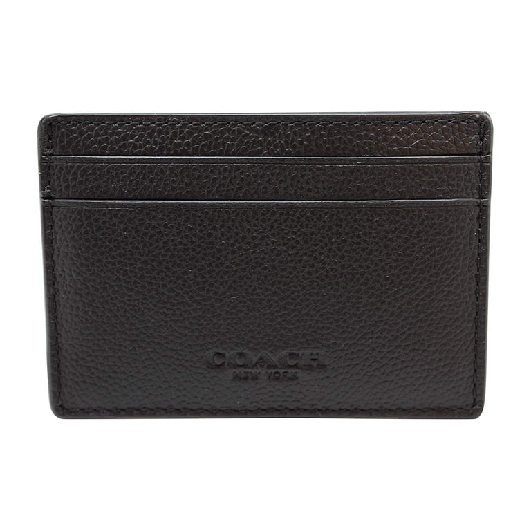 Coach Men's Money Clip Card Case, Pebbled Leather Wallet, Black, 2
