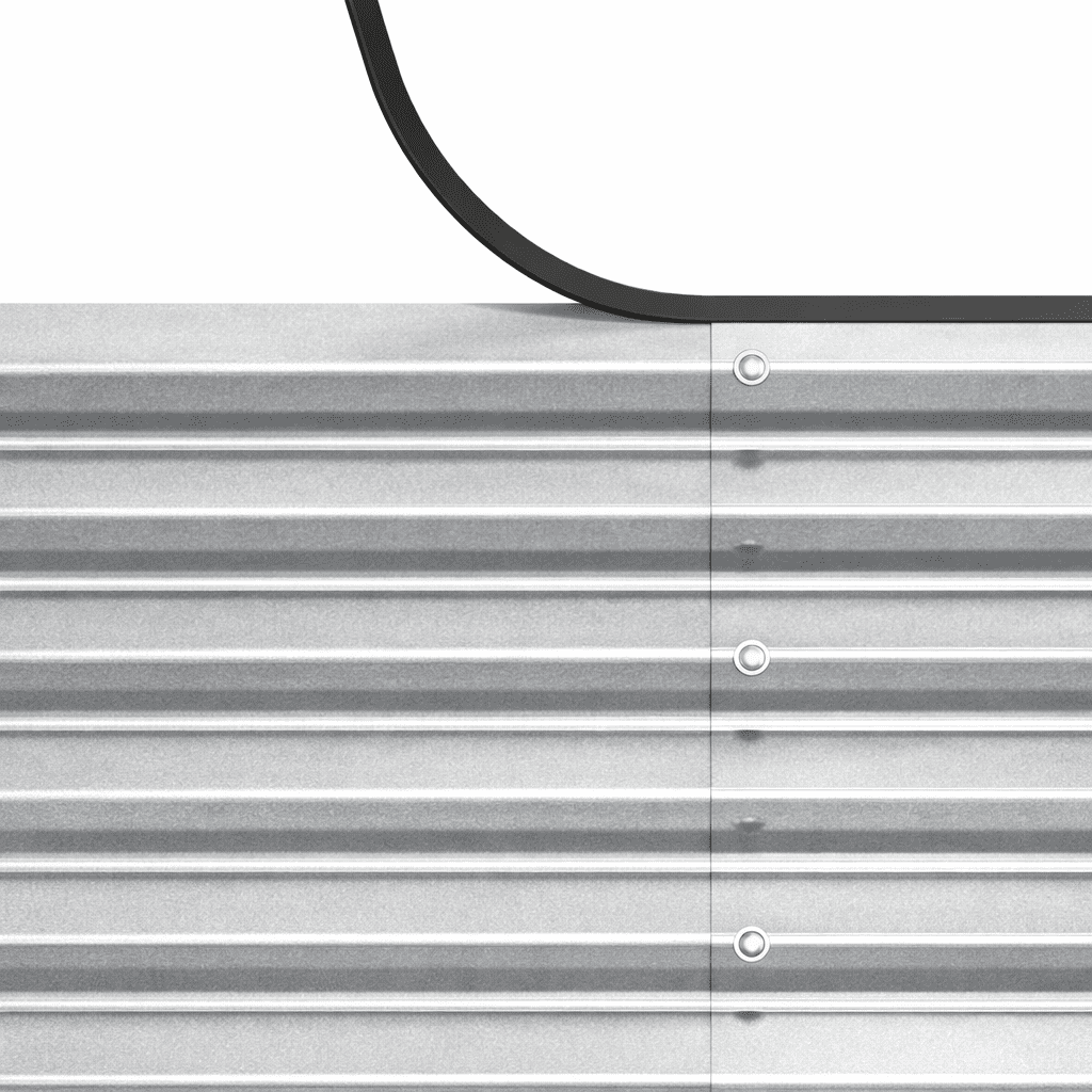 ModFusion 8x4x2 ft Galvanized Raised Garden Bed Kit with Rubber Edge, Ground Anchors, 479-Gallon Corrugated Wavy Metal Planter Box, Outdoor Vegetable Gardening, Silver