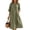 Army Green, variant on QUNYINEY Long Dresses for Women Plus Size Faux Linen Casual 3/4 Sleeve A Line Dress Button Solid V-Neck Loose Fit with Pockets Dresses