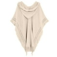 thumbnail image 6 of Women's 2025 Fall Winter Knitted Hooded Cape Poncho, Bohemian Style Fringed Crochet Warm Shawl, Soft Hooded Cloak for Cold Weather, One Size Fits Most Outerwear for Holiday Season White, 6 of 6