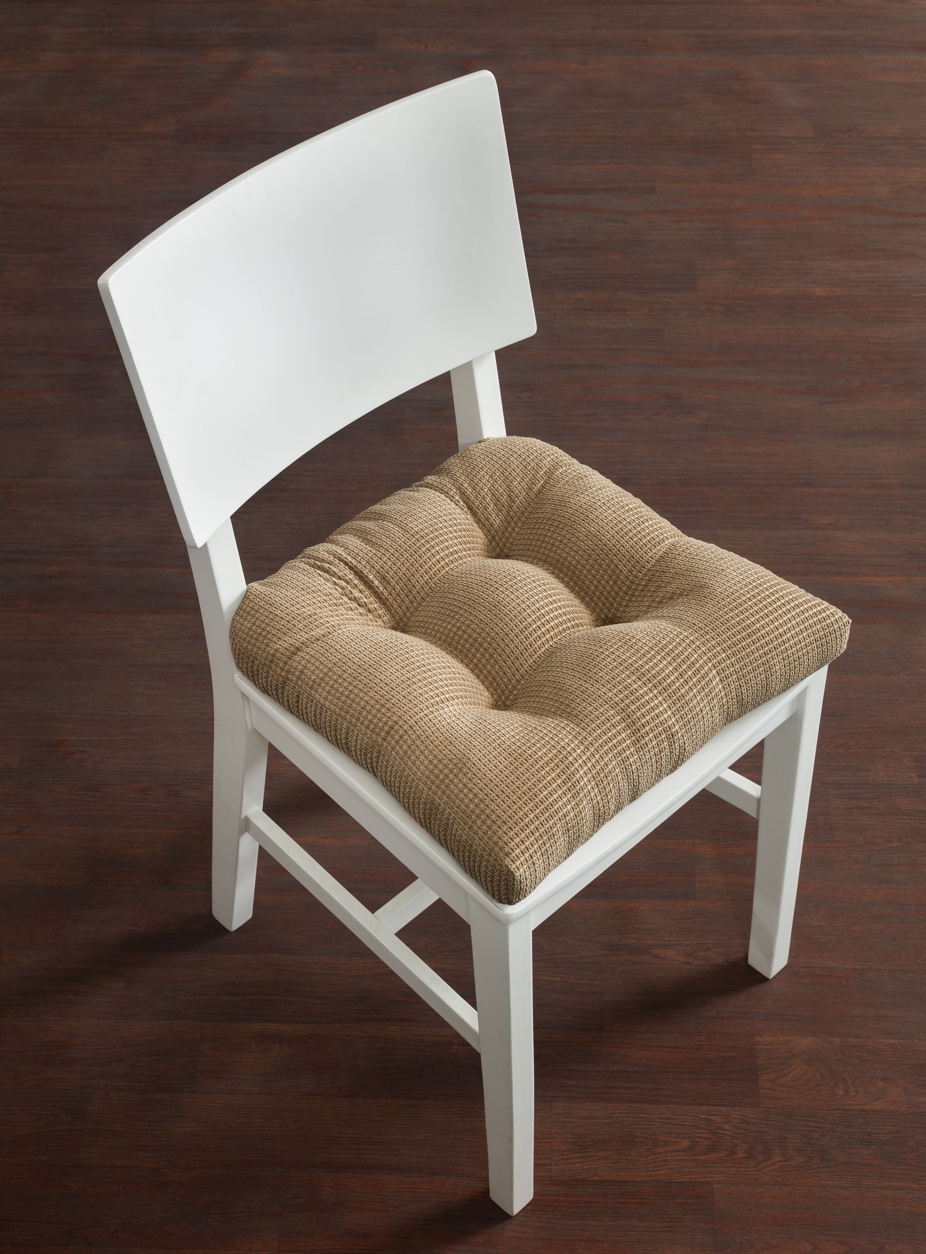 White Velcro Strap Bamboo Folding Chair Cushion