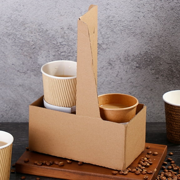 Worgeous Paper Serving Cup Coffee Tray Holders Light Brown Paper 10Pcs