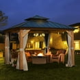 thumbnail image 2 of Mellcom 11' x 11' Solid Wood Gazebo, Outdoor Hardtop Gazebo with Curtains and Mosquito Netting, for Patio, Garden, Backyard, 2 of 9