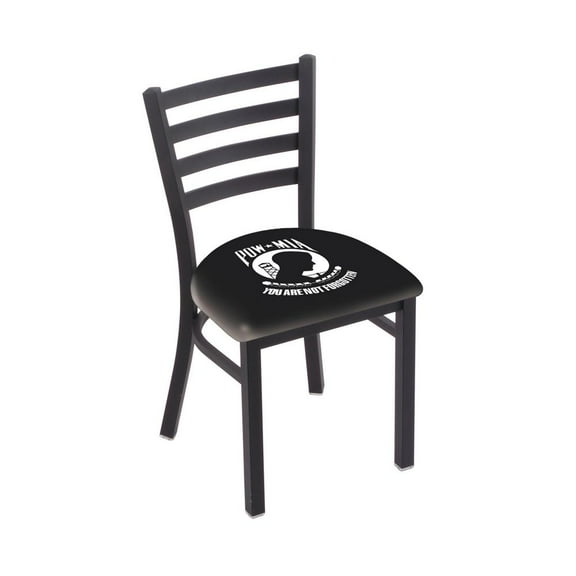 L00418 Black Wrinkle POW/MIA Stationary Chair with Ladder Style Back by Holland Bar Stool Co.