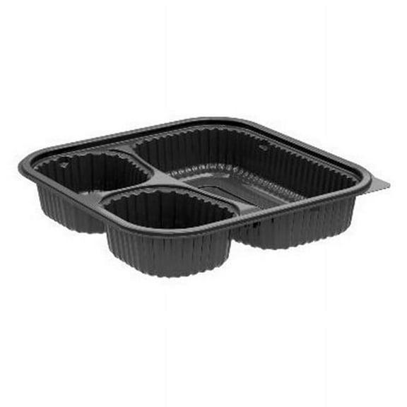 Anchor Packaging 4688523 Black 8.5 Square 3-Comp Container - 300 / CS"