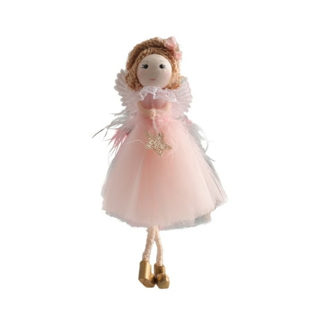 

TUTUnaumb Hot Sale Clearance Christmas Love Angel Long Legged Girl Doll Lace Gauze Dress Princess Girl Pendant Cute Plush Angel Doll Home Decoration-A